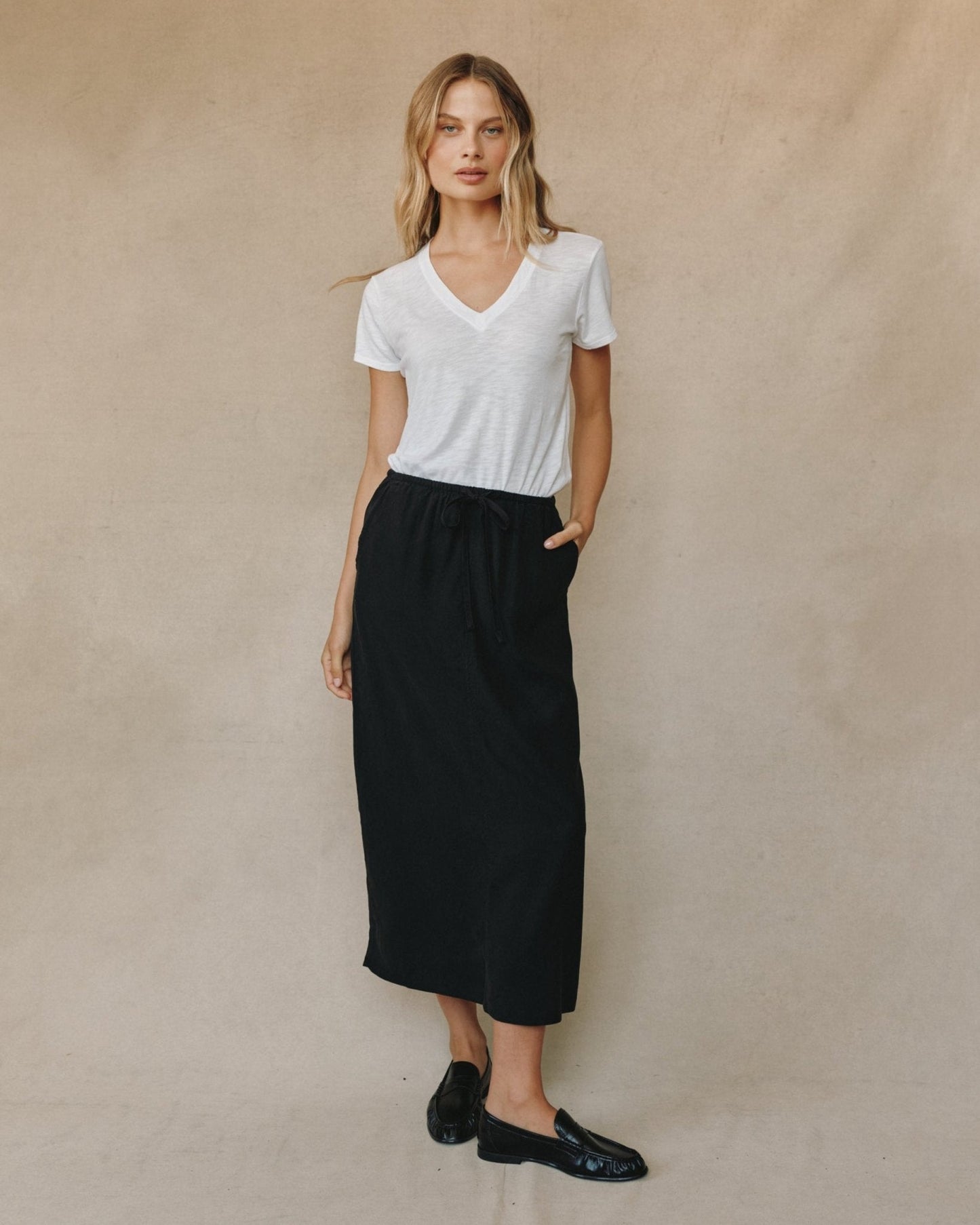 Bella Dahl BACK SLIT SKIRT VNBLK - Bella Dahl