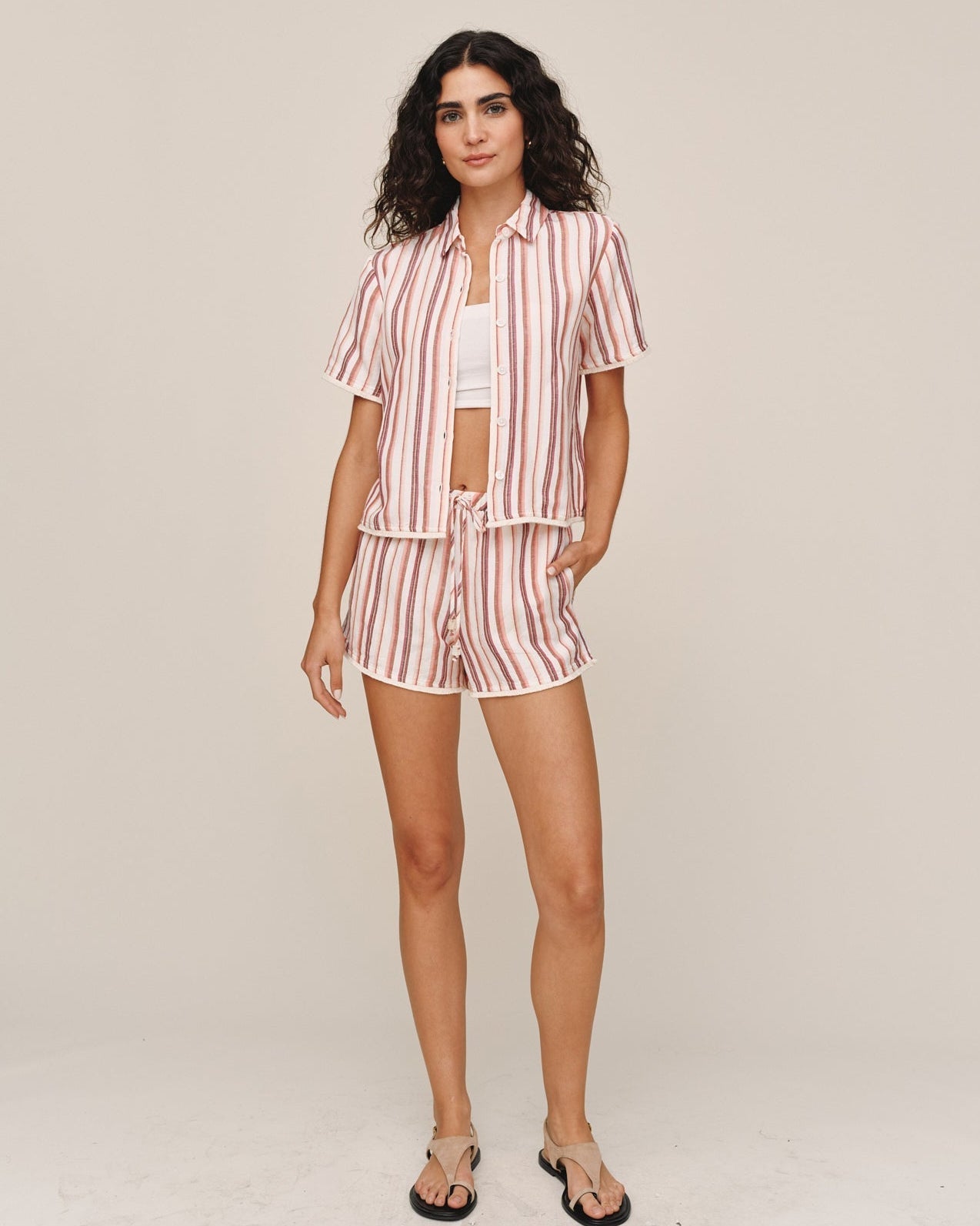 Bella Dahl Fringe Hem Surf Short - Sunset Stripe