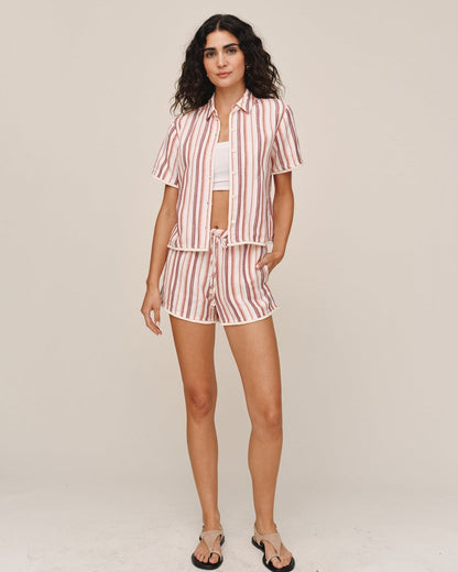 Bella Dahl Fringe Hem Surf Short - Sunset Stripe