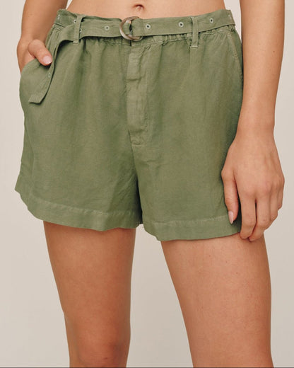 Bella Dahl Eyelet Belted Short - Olive Leaf