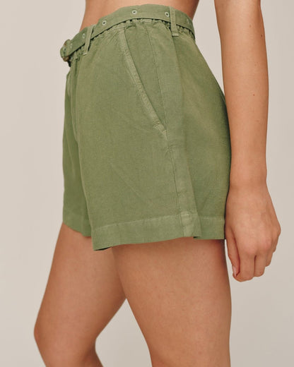 Bella Dahl Eyelet Belted Short - Olive Leaf