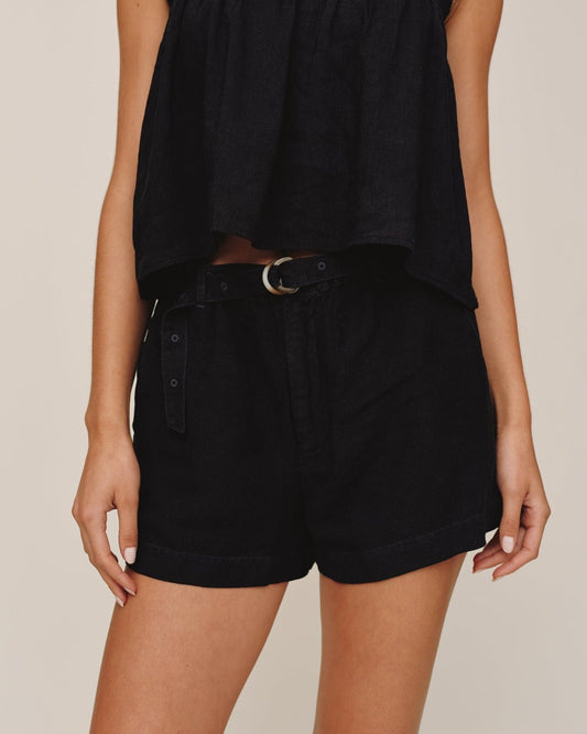 Bella Dahl Eyelet Belted Short - Black