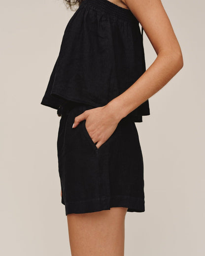 Bella Dahl Eyelet Belted Short - Black