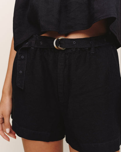 Bella Dahl Eyelet Belted Short - Black