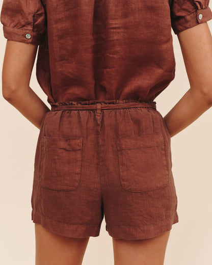 Bella Dahl Double Pleat Tie Short - Sea Glass Brown