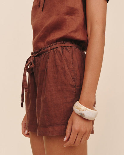 Bella Dahl Double Pleat Tie Short - Sea Glass Brown