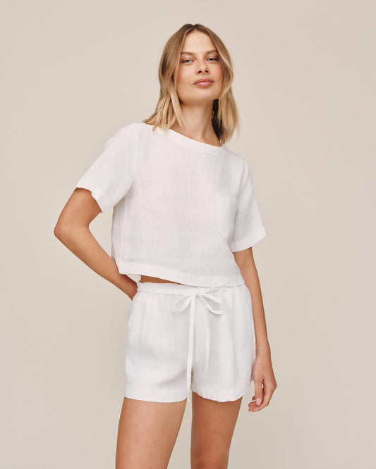 Bella Dahl Double Pleat Tie Short - White