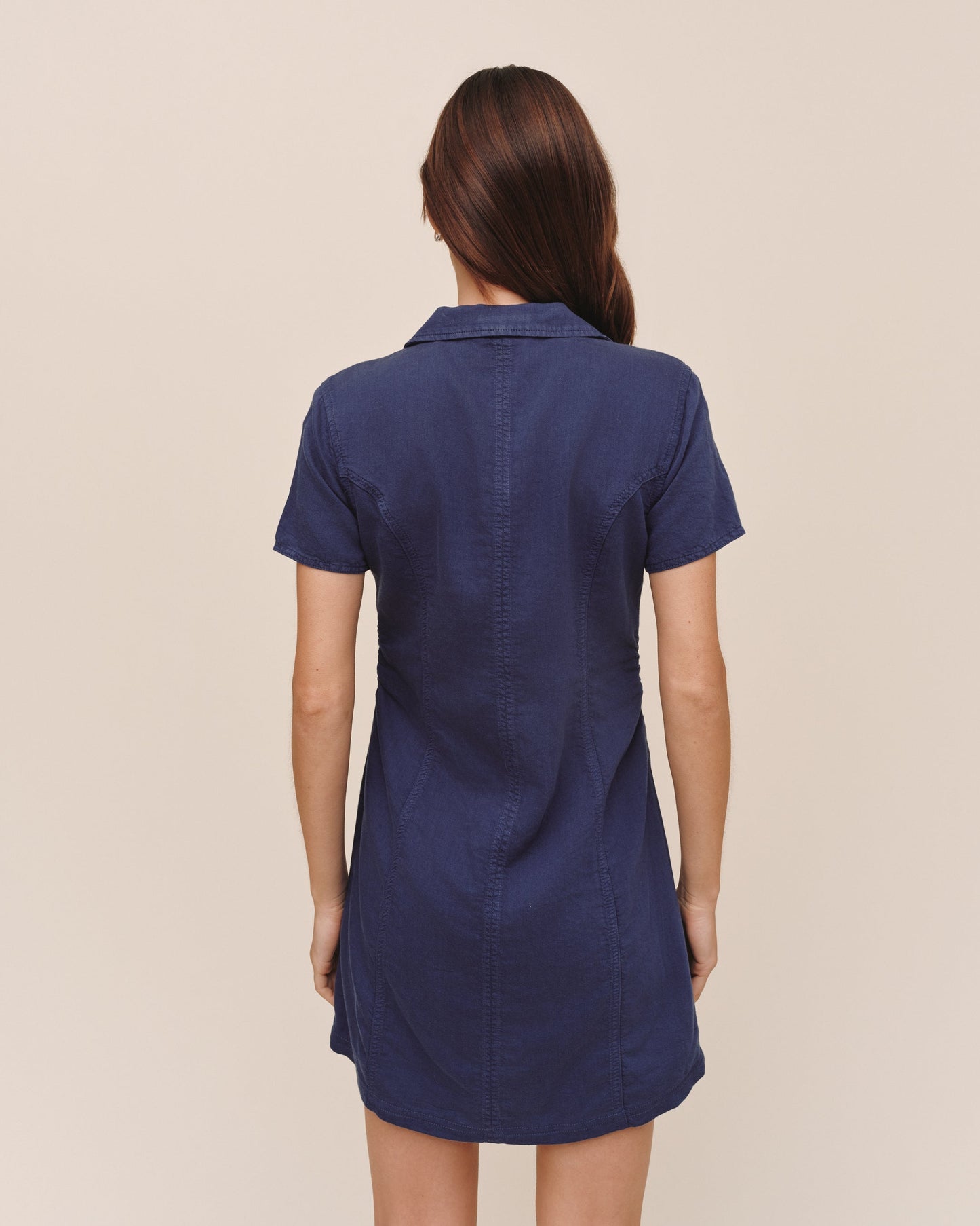Bella Dahl Short Sleeve Zip Front Dress - Deep Cobalt
