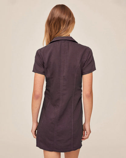 Bella Dahl Short Sleeve Zip Front Dress - Plum Haze