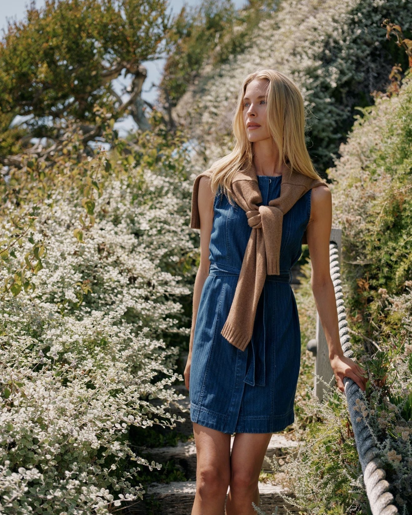 Bella Dahl Sleeveless Seamed Shirt Dress - Herringbone Wash