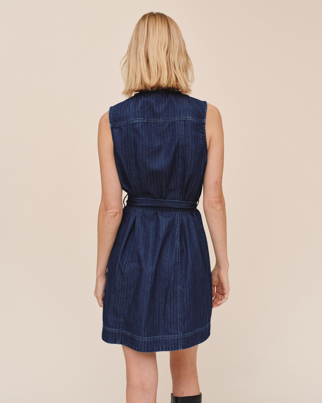 Bella Dahl Sleeveless Seamed Shirt Dress - Herringbone Wash