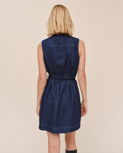 Bella Dahl Sleeveless Seamed Shirt Dress - Herringbone Wash