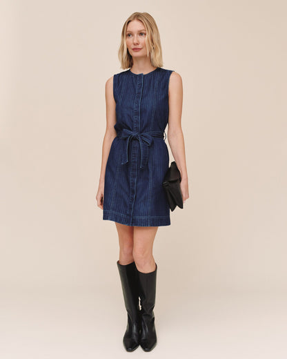 Bella Dahl Sleeveless Seamed Shirt Dress - Herringbone Wash