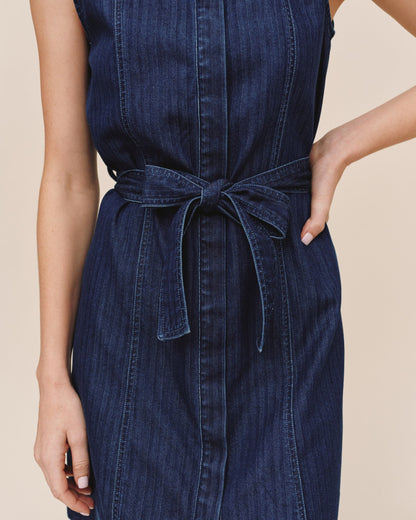 Bella Dahl Sleeveless Seamed Shirt Dress - Herringbone Wash