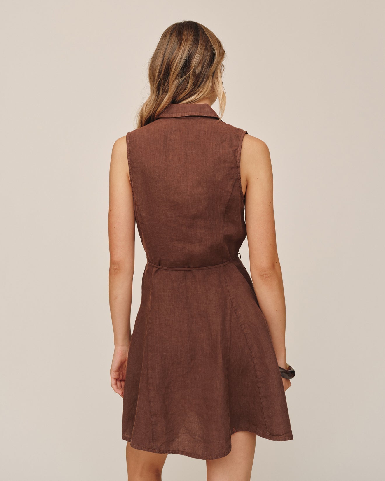 Bella Dahl Sleeveless Seamed Shirt Dress - Sea Glass Brown
