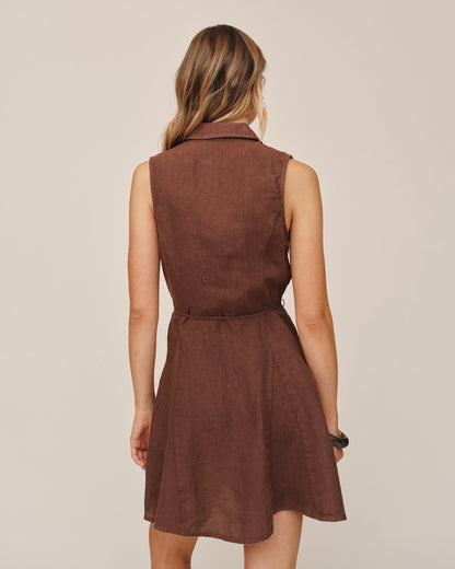 Bella Dahl Sleeveless Seamed Shirt Dress - Sea Glass Brown