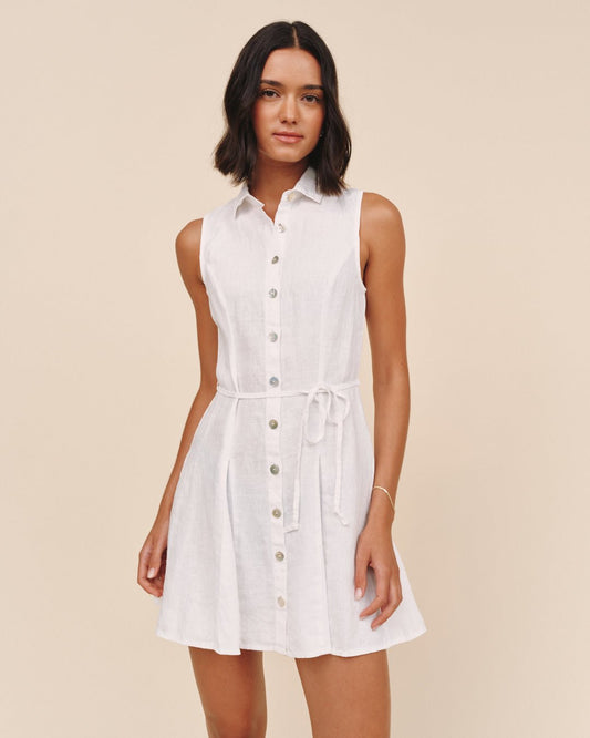 Bella Dahl Sleeveless Seamed Shirt Dress - White