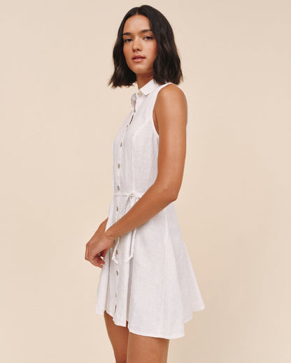 Bella Dahl Sleeveless Seamed Shirt Dress - White