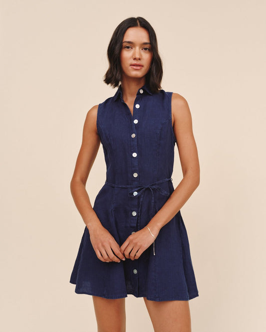 Bella Dahl Sleeveless Seamed Shirt Dress - Nautical Night