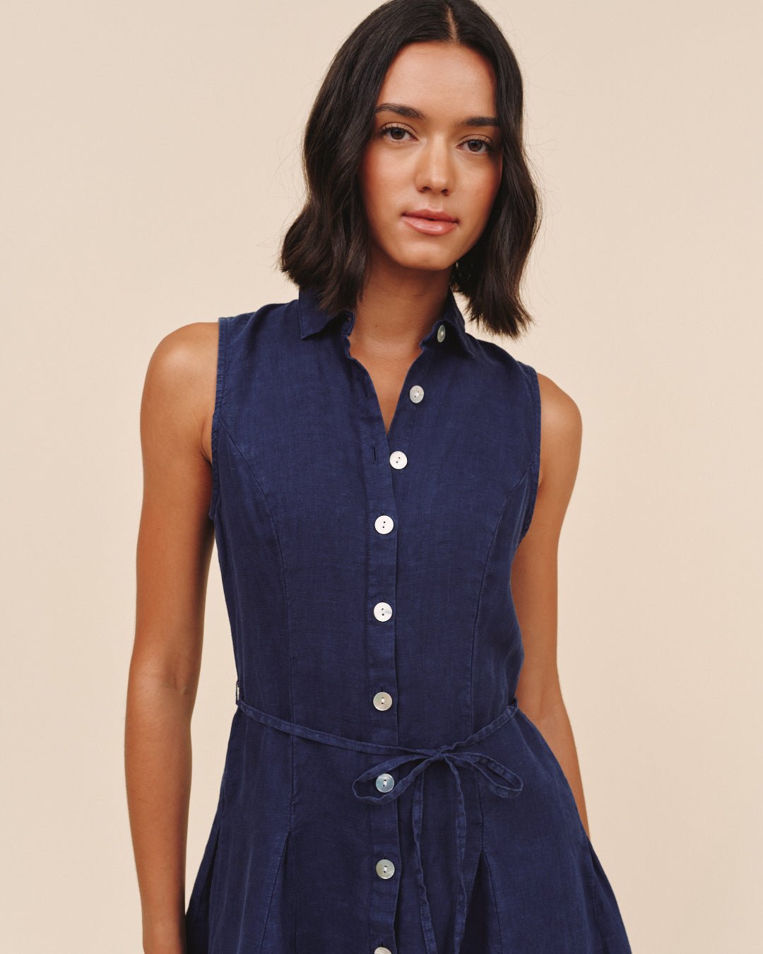 Bella Dahl Sleeveless Seamed Shirt Dress - Nautical Night