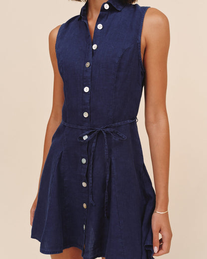 Bella Dahl Sleeveless Seamed Shirt Dress - Nautical Night