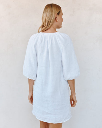 Bella Dahl Pullover Puff Sleeve Dress - White