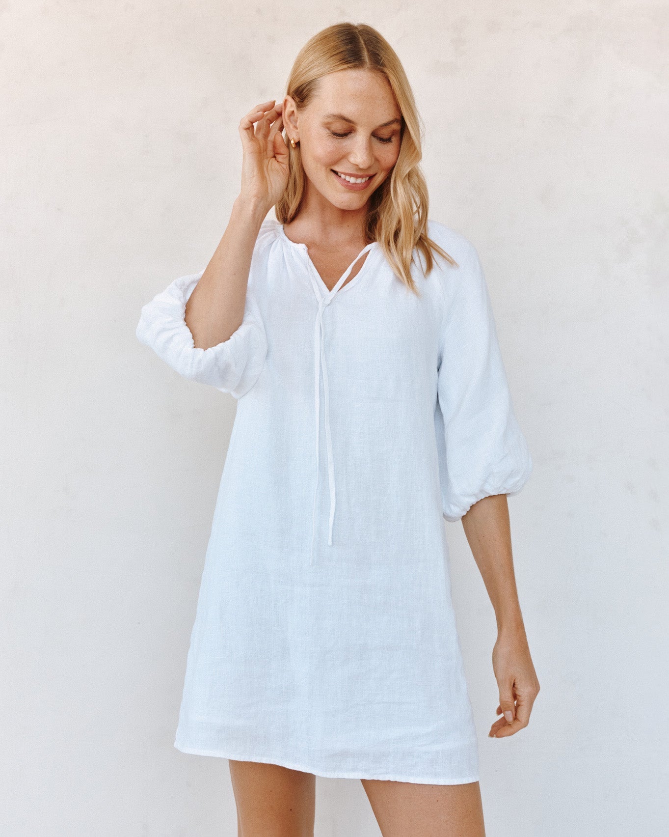 Bella Dahl Pullover Puff Sleeve Dress - White