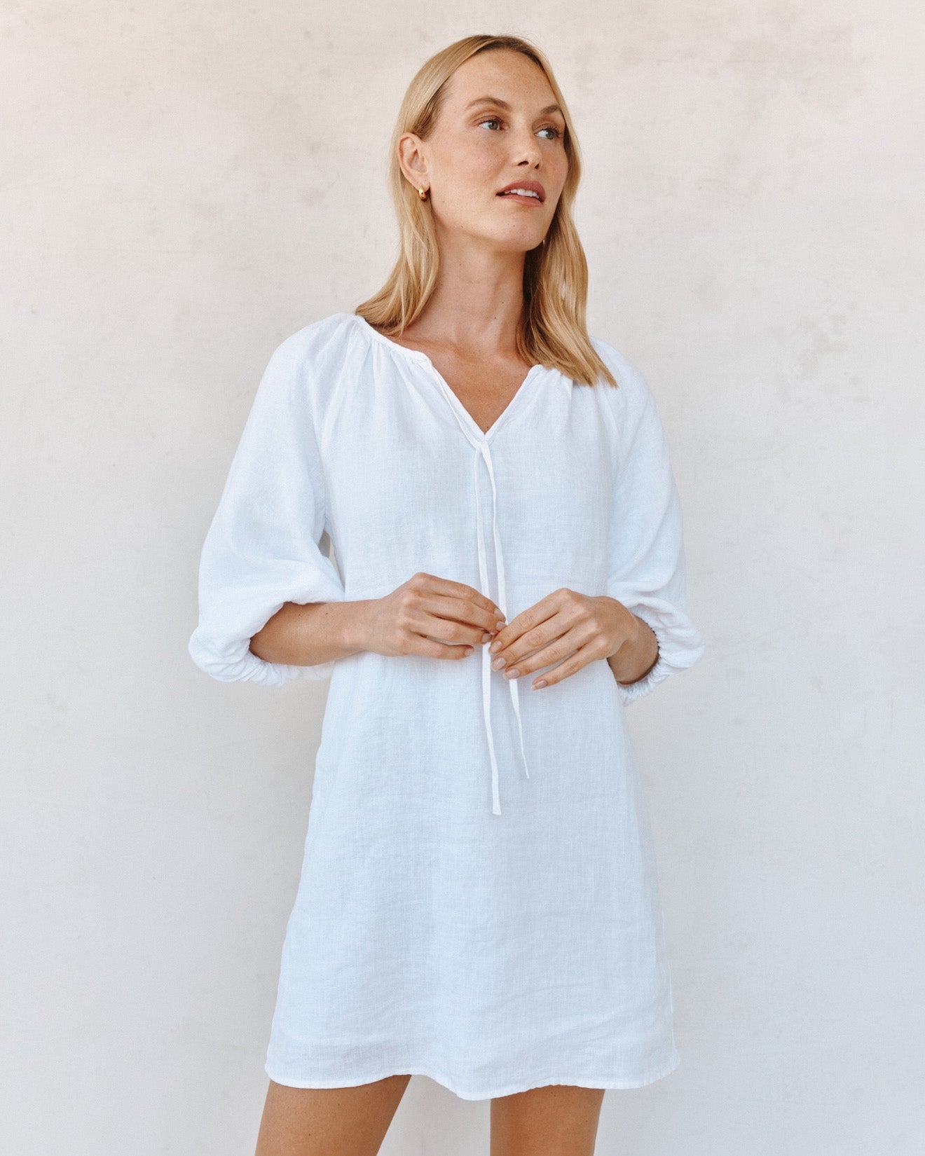 Bella Dahl Pullover Puff Sleeve Dress - White