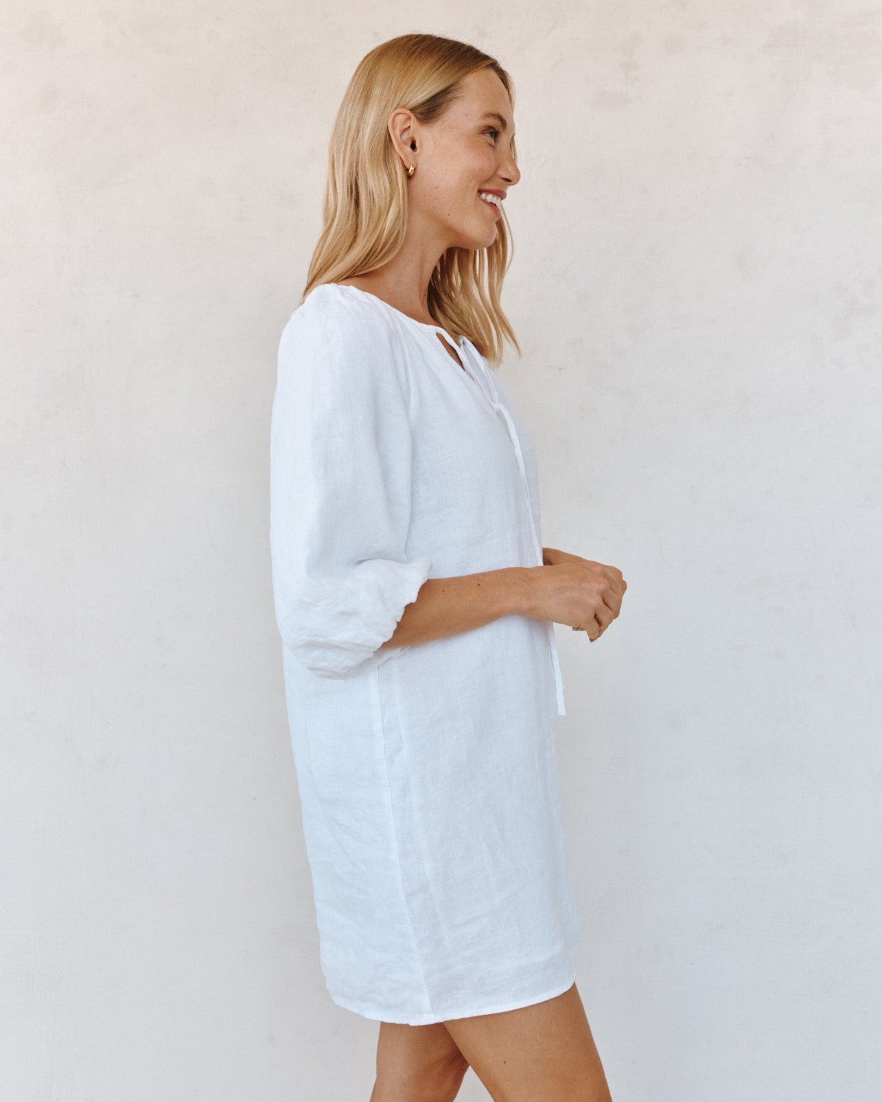 Bella Dahl Pullover Puff Sleeve Dress - White
