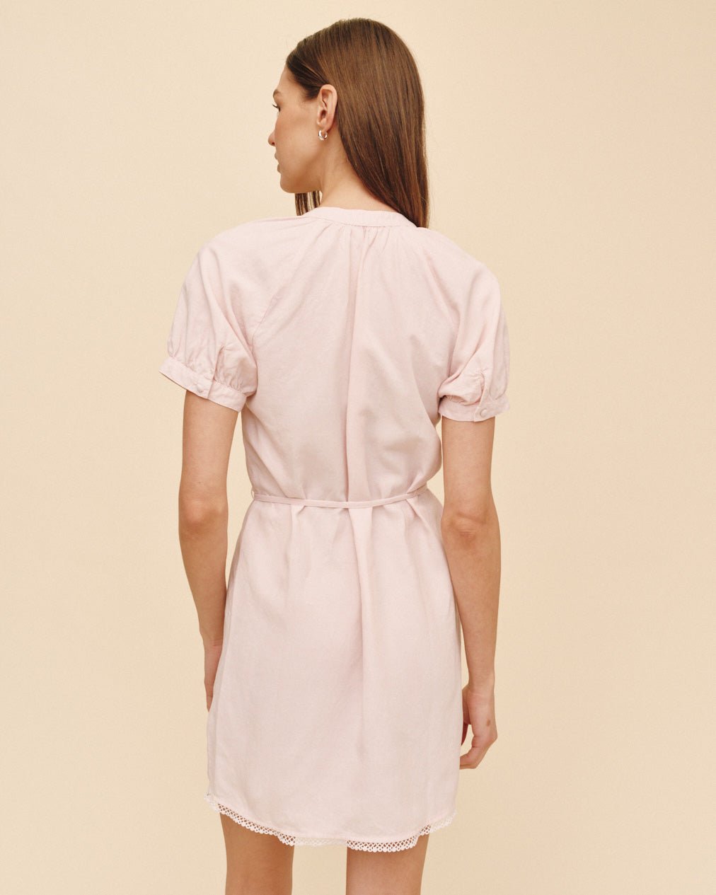 Bella Dahl Short Sleeve Raglan Mini Dress - Ballet Pink