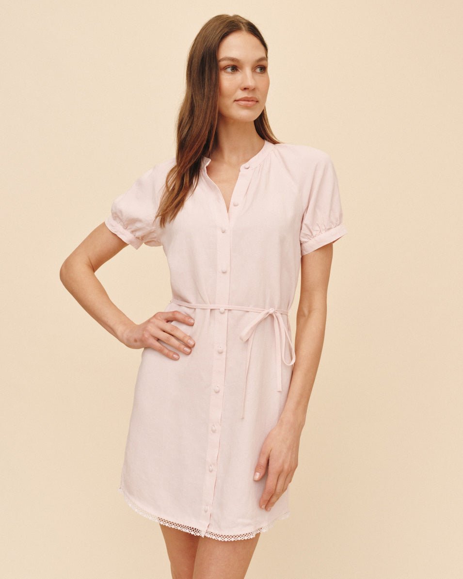 Bella Dahl Short Sleeve Raglan Mini Dress - Ballet Pink