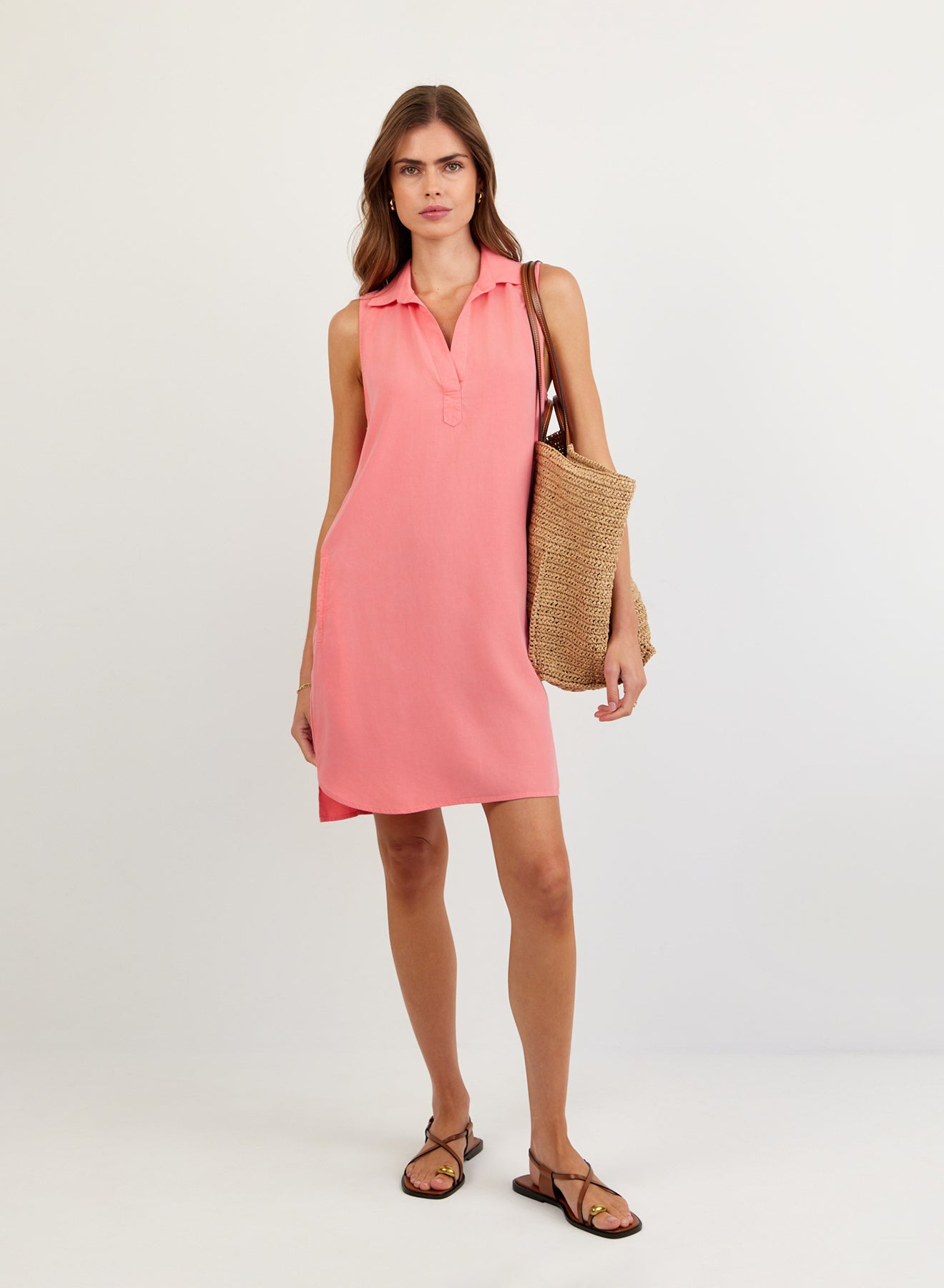 Bella Dahl Sleeveless A Line Dress - Wild Coral