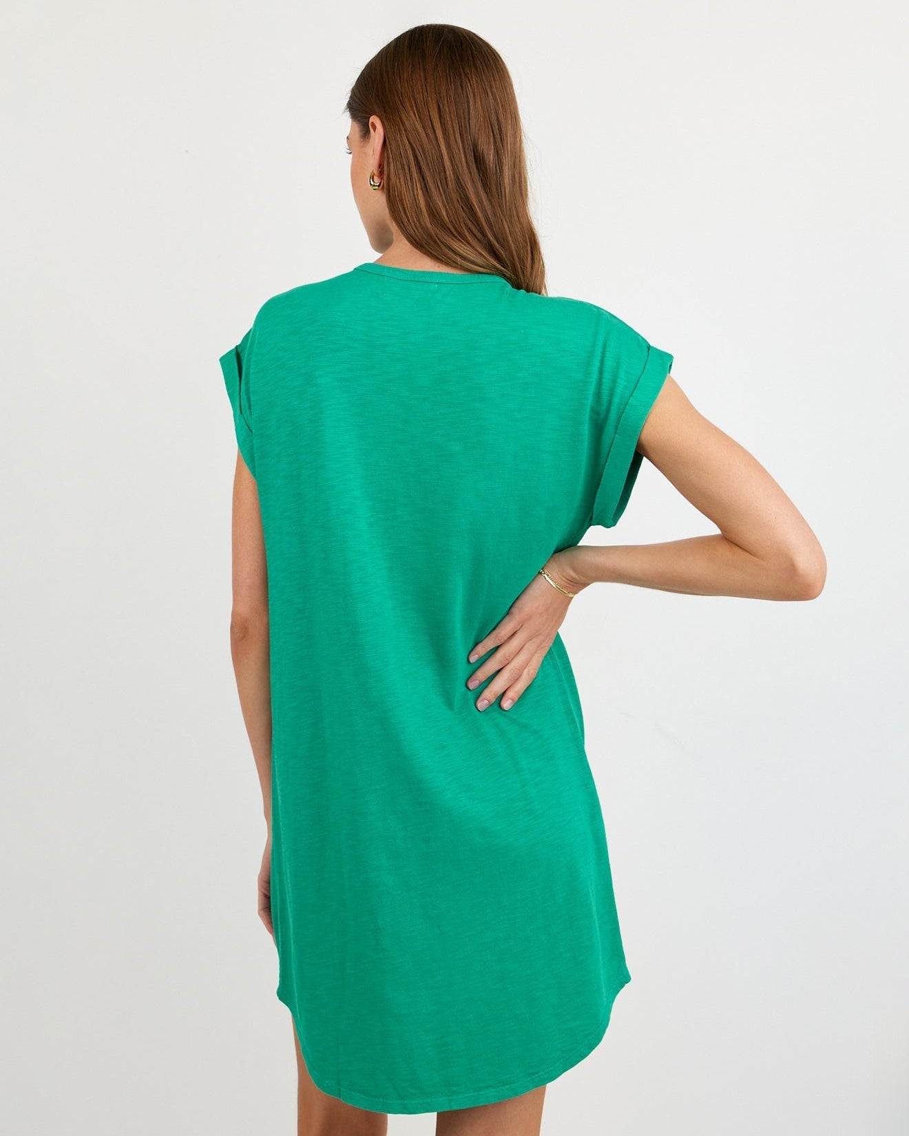 Bella Dahl Cap Sleeve Placket Dress - Aqua Green