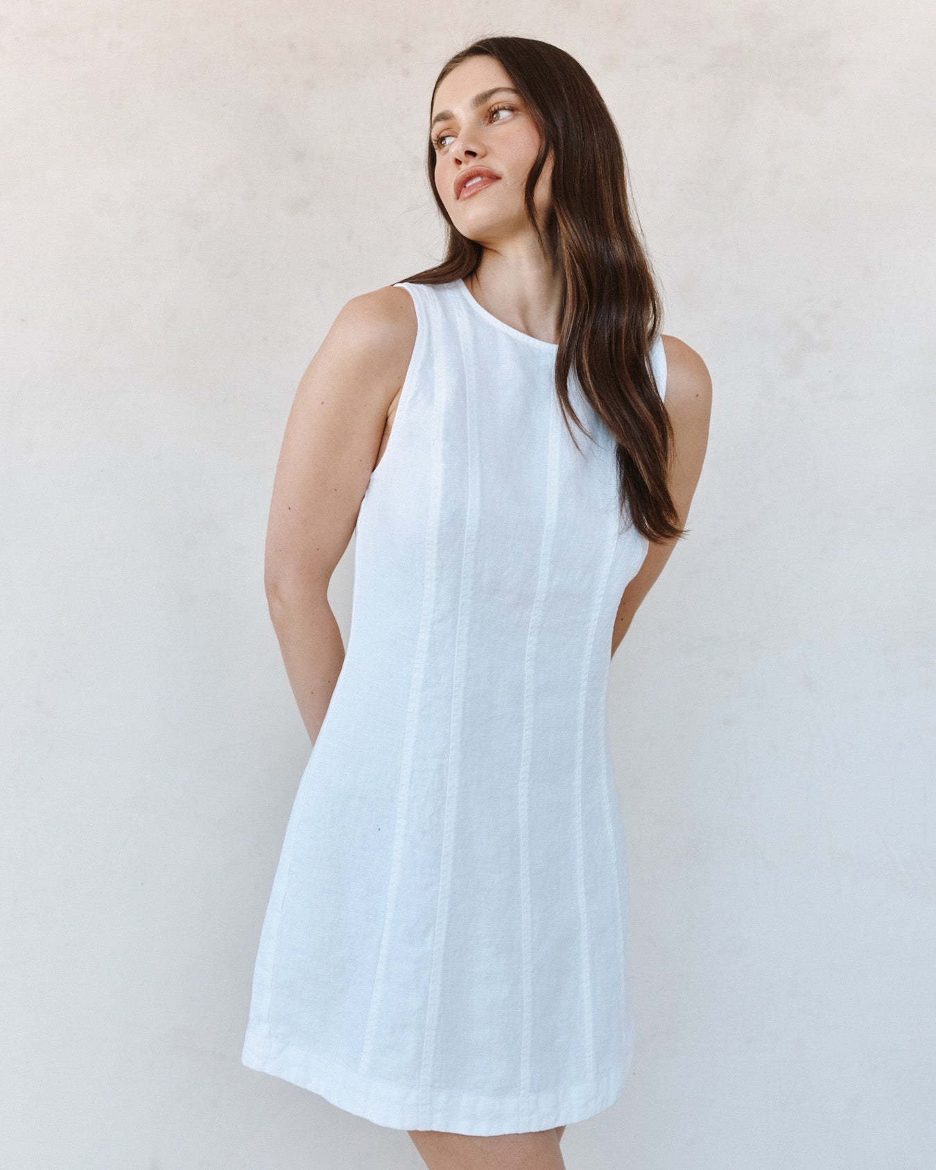 Bella Dahl Seamed Zip Back Mini Dress - White