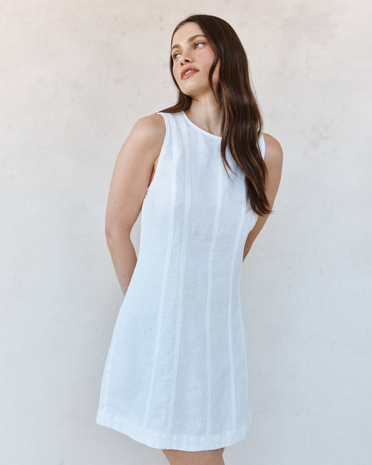 Bella Dahl Seamed Zip Back Mini Dress - White