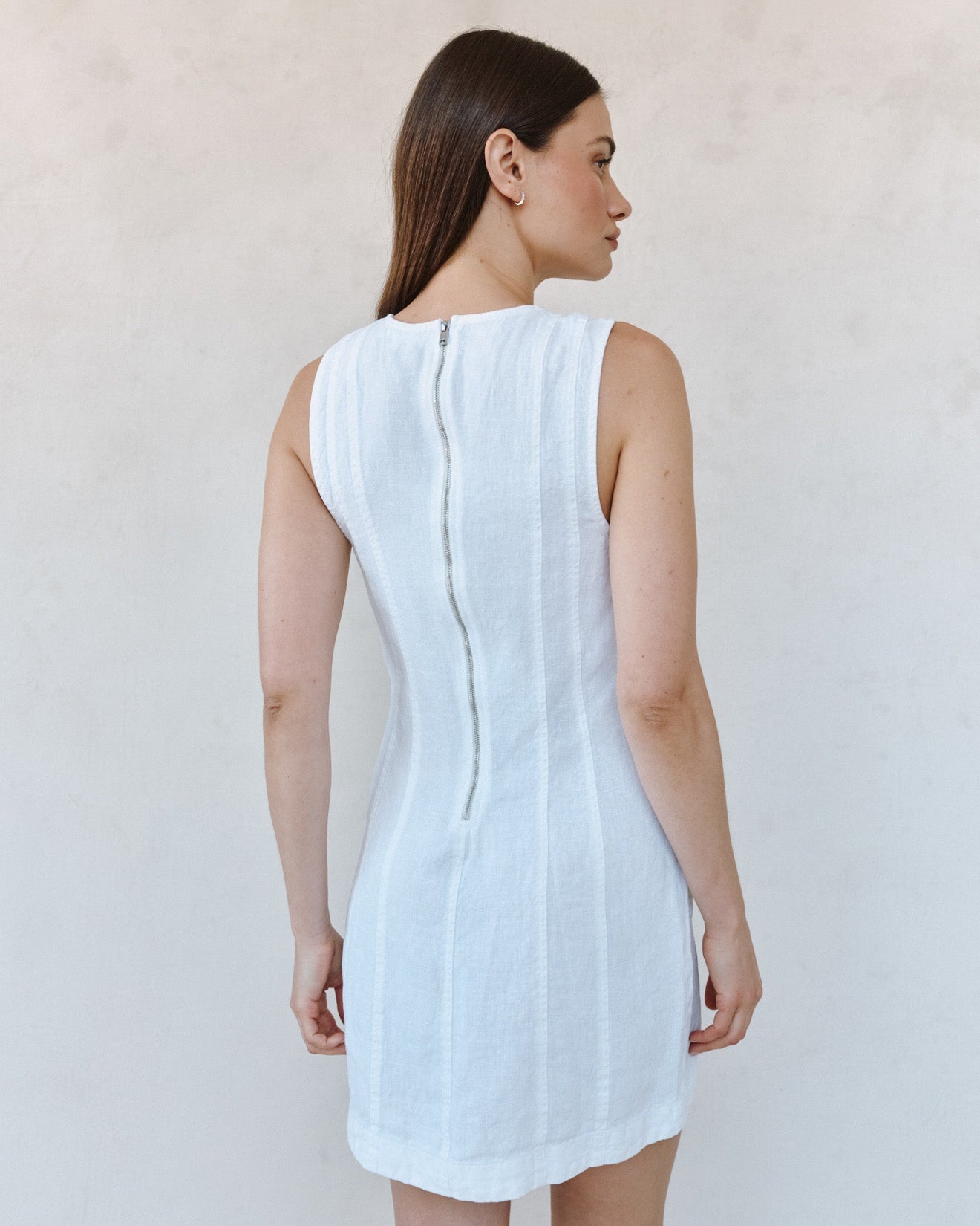 Bella Dahl Seamed Zip Back Mini Dress - White