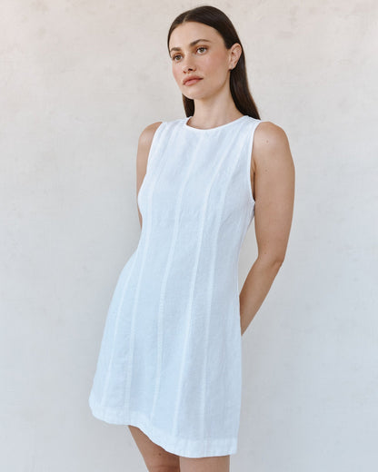 Bella Dahl Seamed Zip Back Mini Dress - White