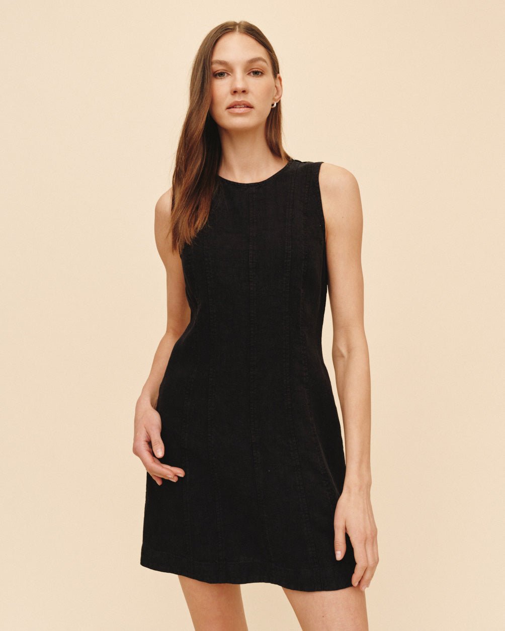 Bella Dahl Seamed Zip Back Mini Dress - Black