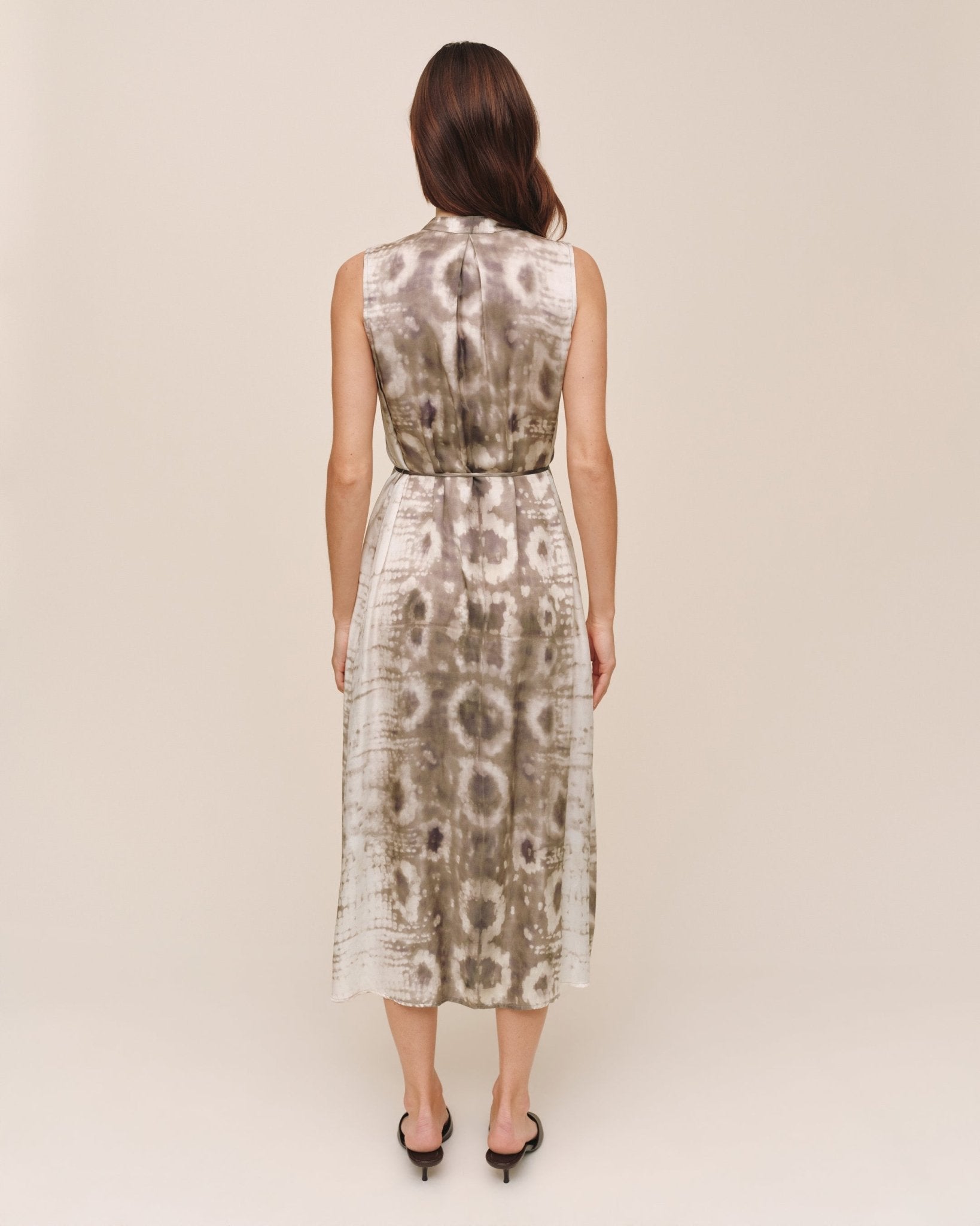 Bella Dahl Sleeveless Belted Midi Dress - Sage Snake Print