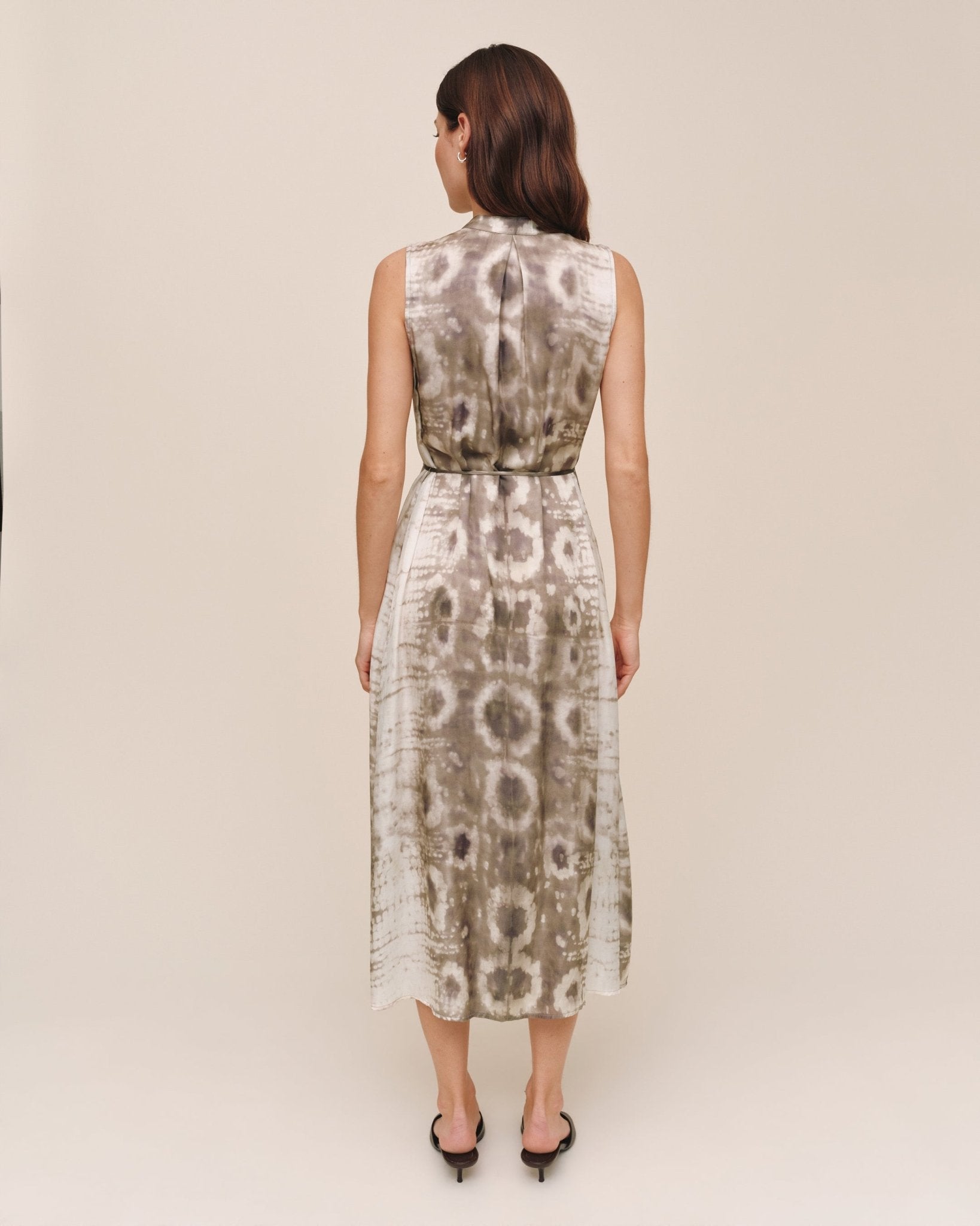 Bella Dahl Sleeveless Belted Midi Dress - Sage Snake Print
