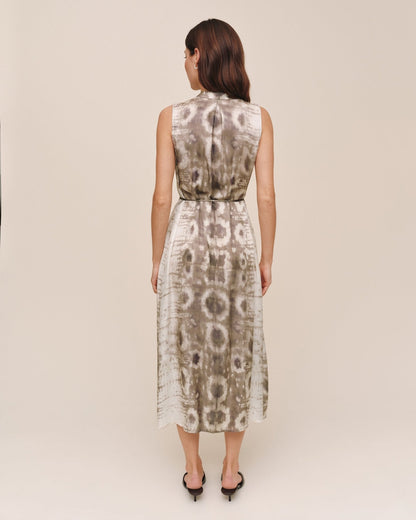 Bella Dahl Sleeveless Belted Midi Dress - Sage Snake Print