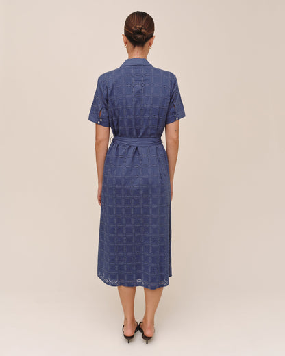 Bella Dahl Short Sleeve Midi Shirt Dress - Indigo Blues