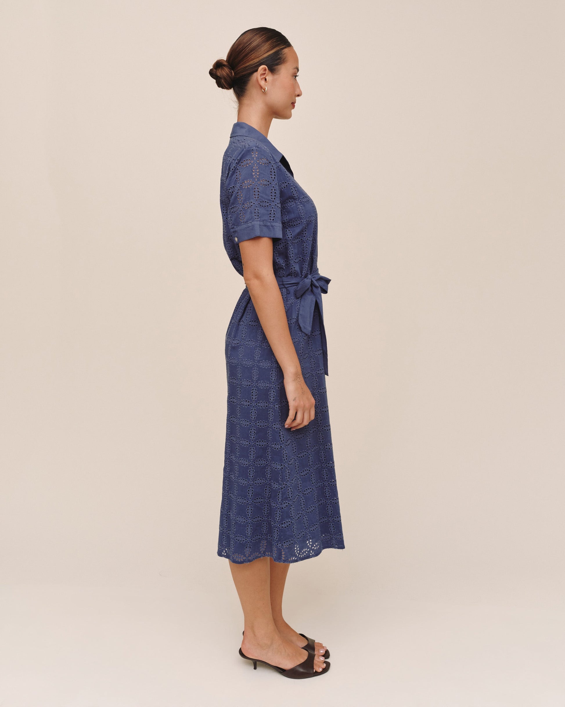 Bella Dahl Short Sleeve Midi Shirt Dress - Indigo Blues