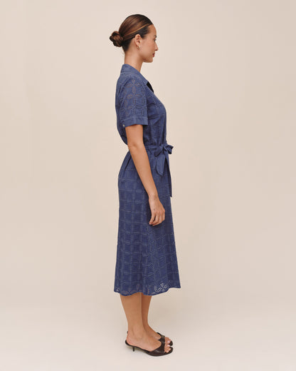 Bella Dahl Short Sleeve Midi Shirt Dress - Indigo Blues