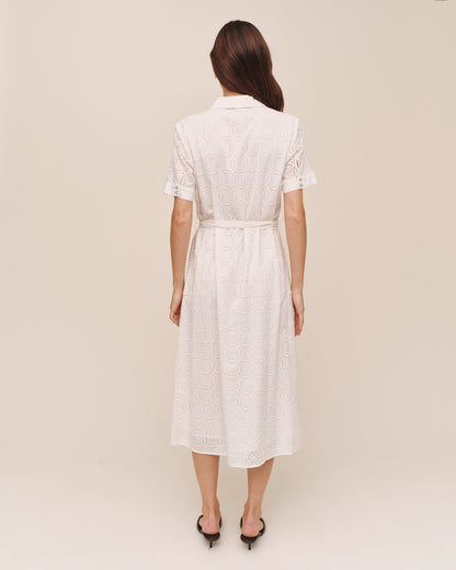 Bella Dahl Short Sleeve Midi Shirt Dress - Ivory
