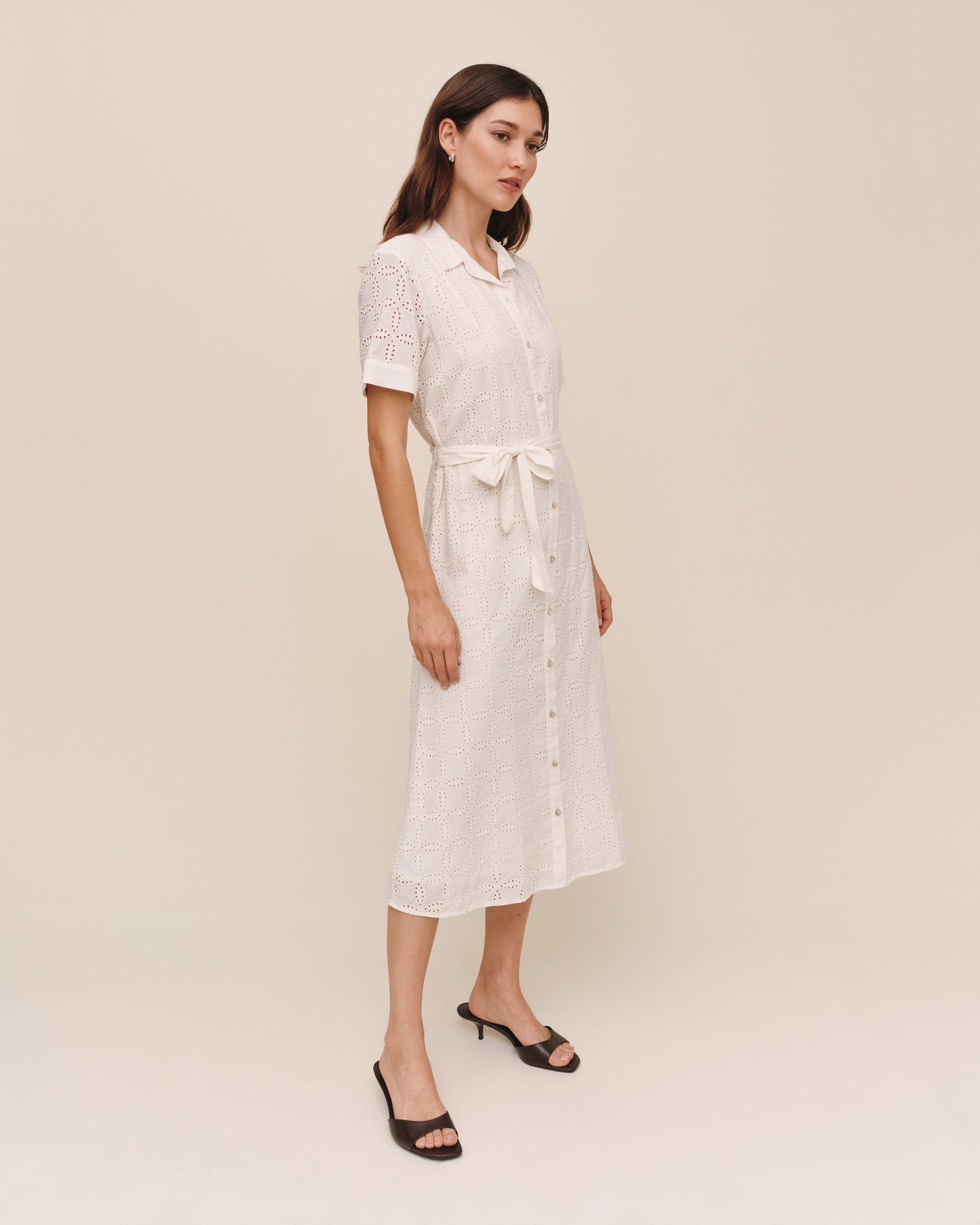 Bella Dahl Short Sleeve Midi Shirt Dress - Ivory