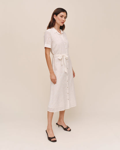 Bella Dahl Short Sleeve Midi Shirt Dress - Ivory