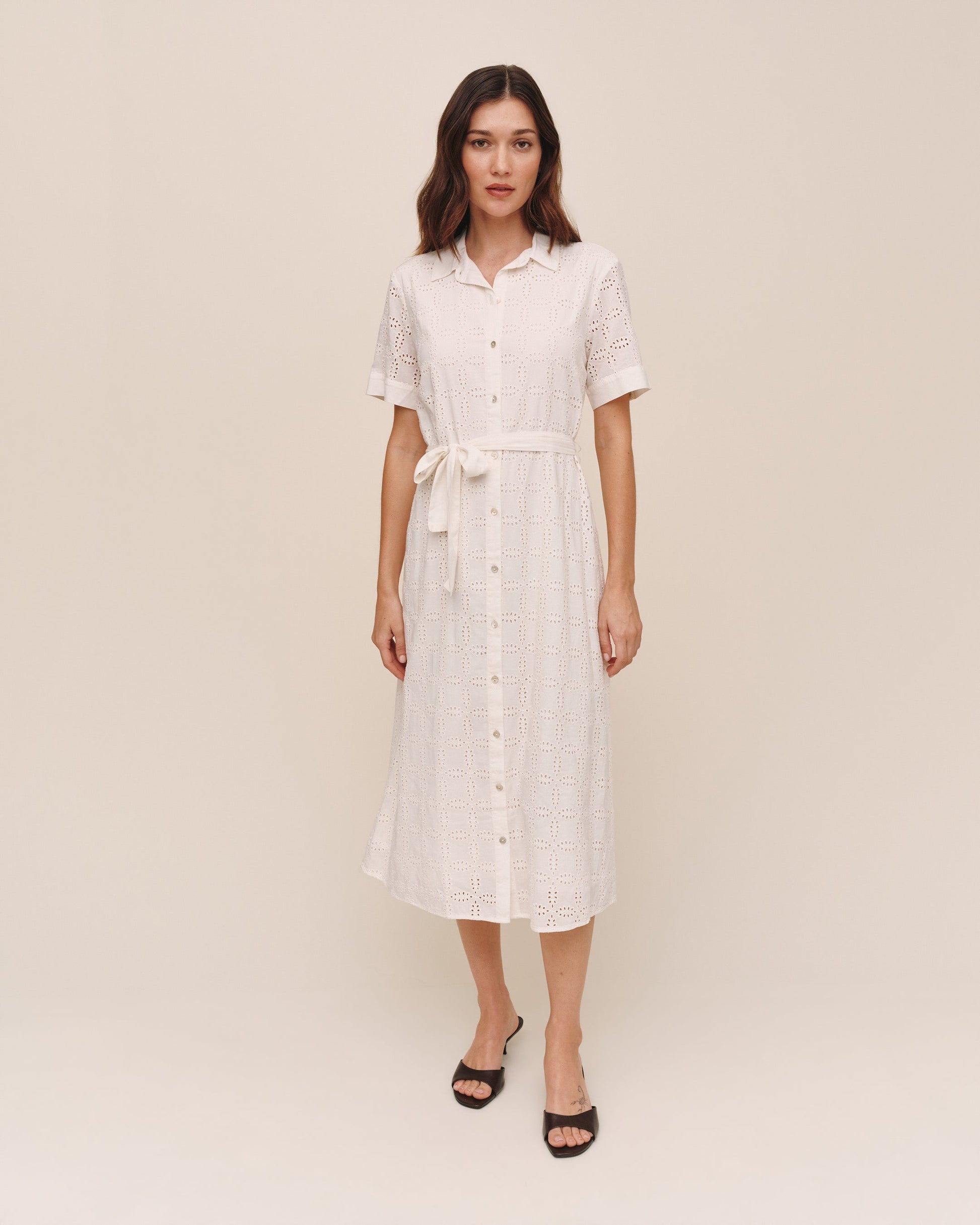 Bella Dahl Short Sleeve Midi Shirt Dress - Ivory