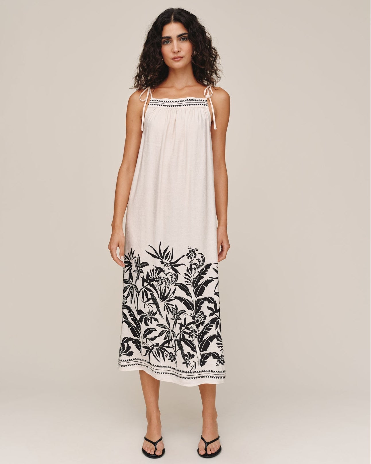 Bella Dahl Tie Strap Maxi Dress - Botanic Border Print