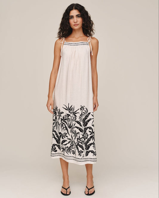 Bella Dahl Tie Strap Maxi Dress - Botanic Border Print